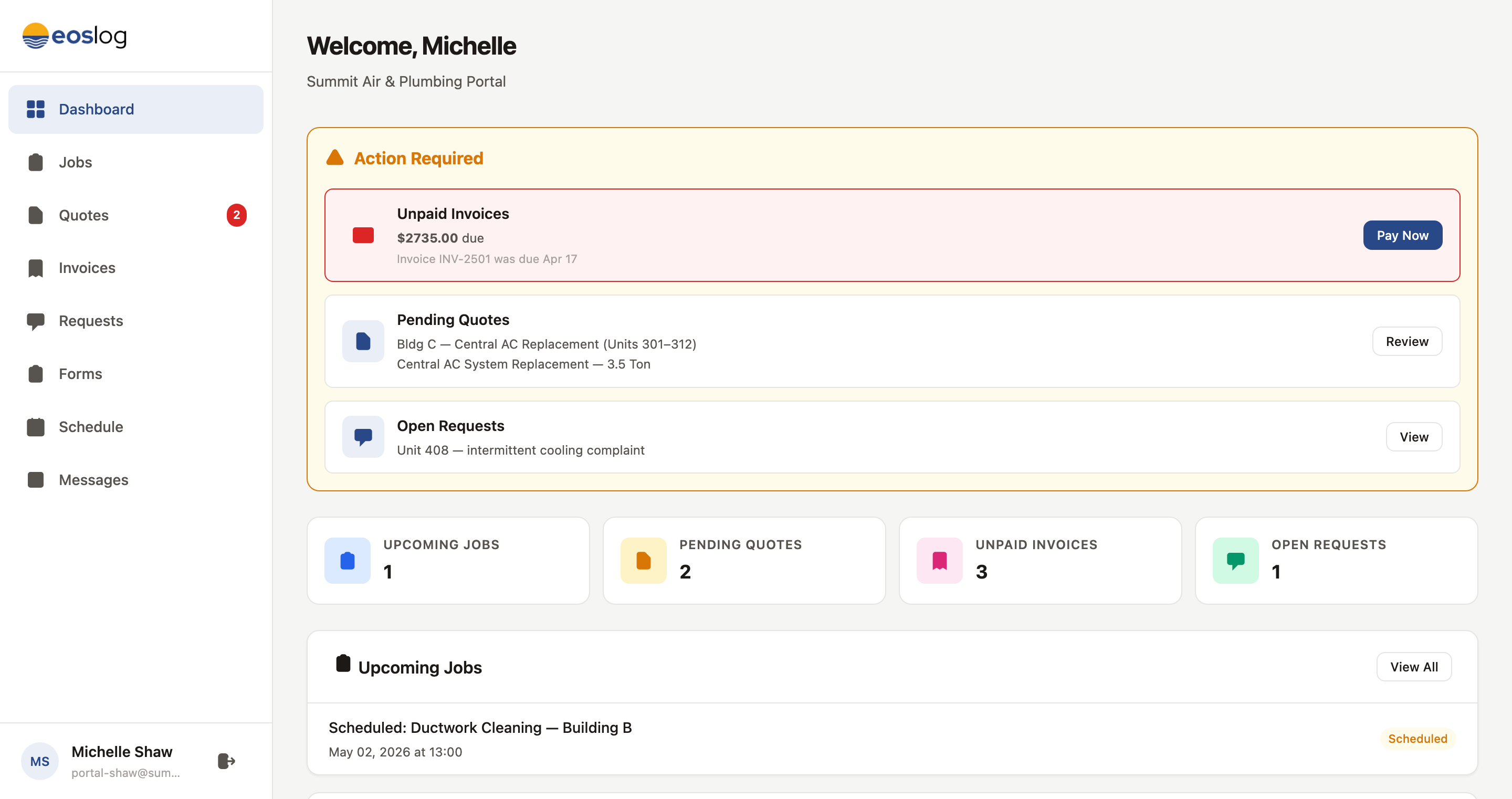 Client portal view