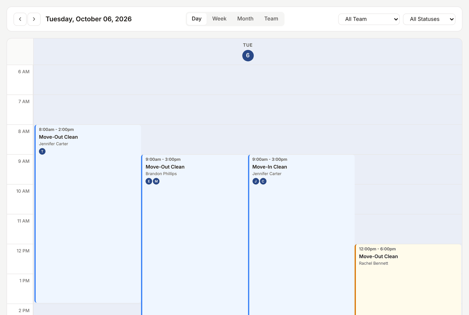 Calendar view switcher with all four options